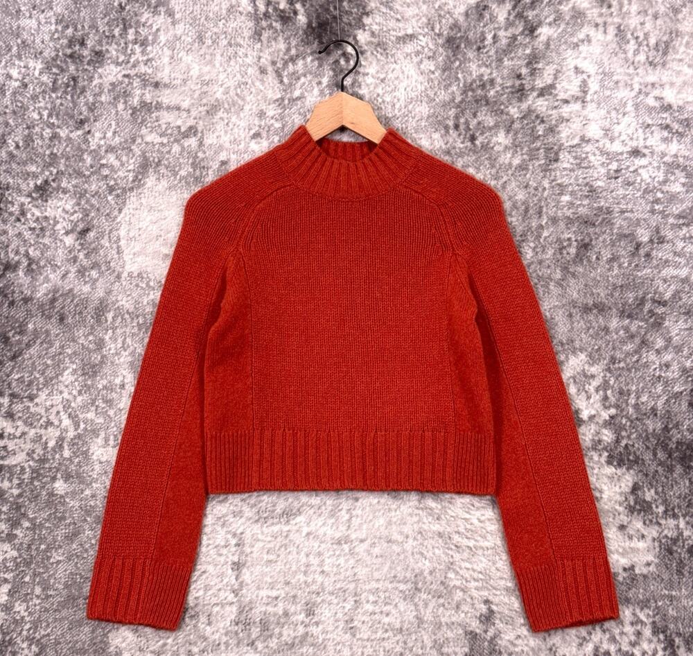 Vince 100% Cashmere Sweater XS Womens Orange Knit Long Sleeve Crop Pullover